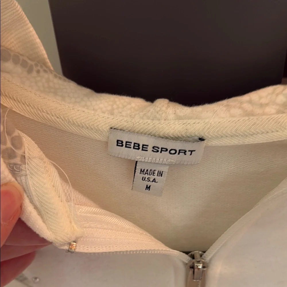 BEBE Sport White Cropped Fullzip Hoodie - Picture 3 of 5